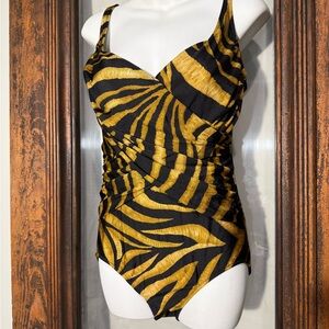 Gottex Black and Gold Zebra Print Kids Bodysuit